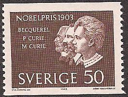 Sweden 1903 postage stamp. #Nobel prize in #Physics awarded to #Becquerel, Pierre #Curie and ...