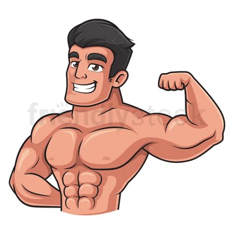 Bodybuilder Flexing Cartoon Clipart Vector - FriendlyStock