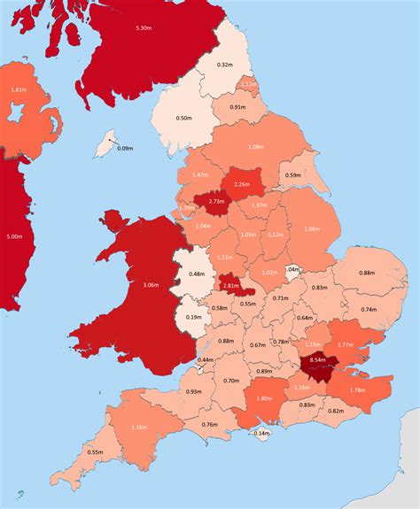 Population (in Millions) Of English Counties And, 41% OFF