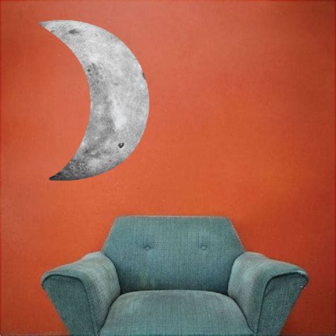 Crescent Moon Wall Decal Outer Space wall Mural Moon Wall Decor Remova ...