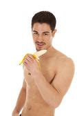 Man eating a ripe fresh banana - Free Stock Image