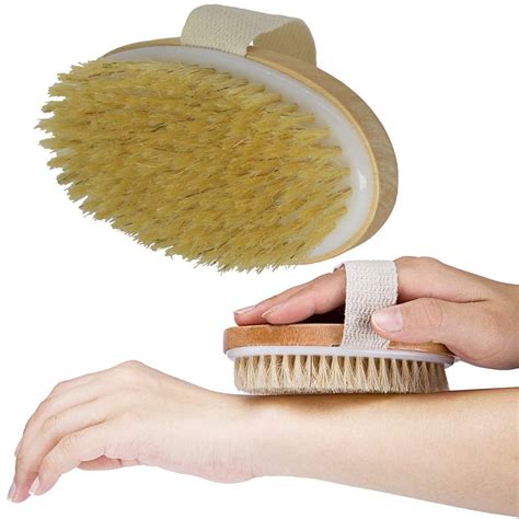 Dry Brushing Body Brush, Natural Bristle Dry Skin Exfoliating Brush Body Scrub for Flawless Skin ...