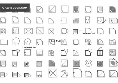 Shower Trays CAD blocks, quadrant, square, corner, round
