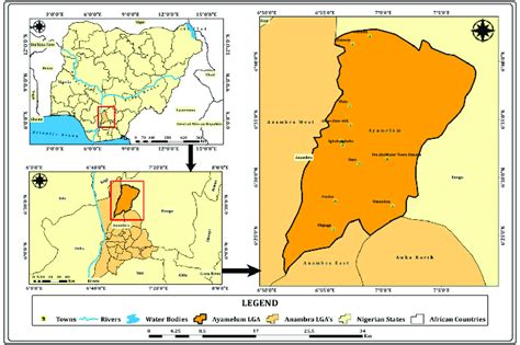 Map of the study area with the map of Anambra state and Nigeria inset ...