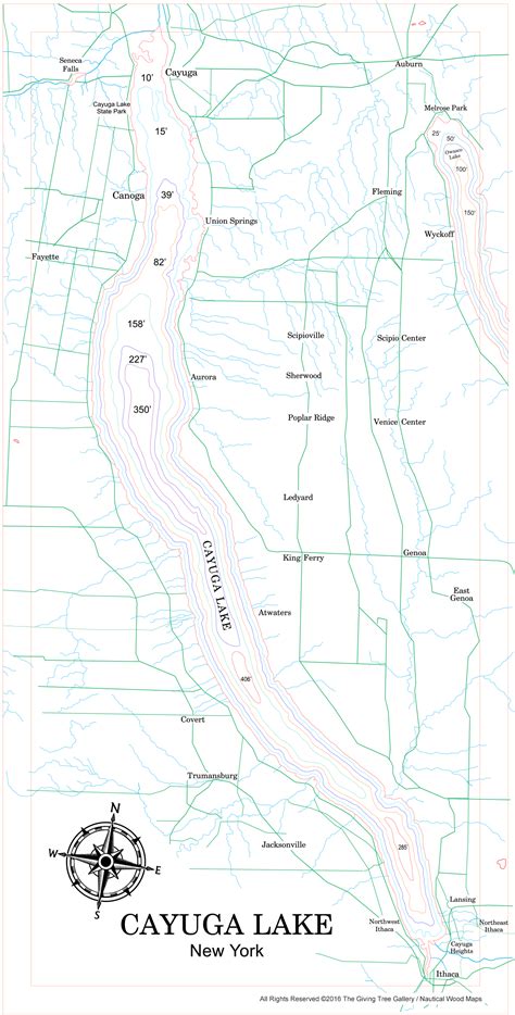 Cayuga Lake Wooden Map Art | Topographic 3D Chart