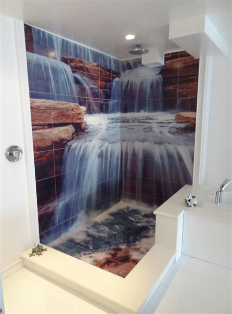 Waterfall Shower Tile Murals | Tile By Design