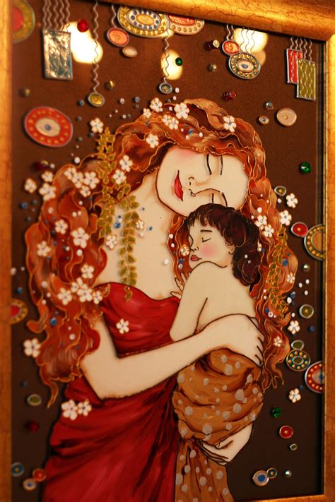 Gustav Klimt Mother and Child Stained Glass Painting New Mom | Etsy UK