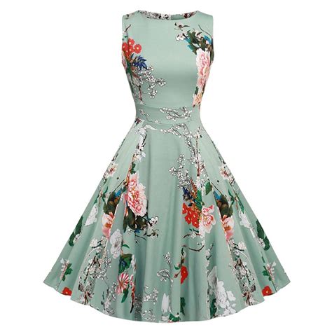 Vestito con gonna a ruota, stile vintage anni ‘50, fantasia a fiori ...