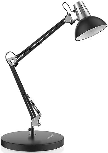 O’Bright LED Desk Lamp with USB Charging Port, 100% Metal Lamp, 270° Flexible Swivel Arms, Soft ...