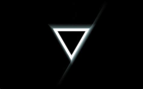 white upside down triangle logo #minimalism #triangle #glowing black background #2K #wallpaper # ...