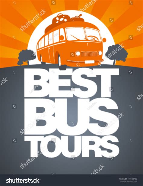 Best Bus Tours Design Template With Retro Bus. Stock Vector ...