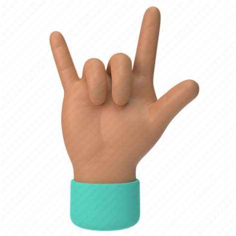 Emoji, emoticon, sticker, gesture, rock, hand, medium 3D illustration ...