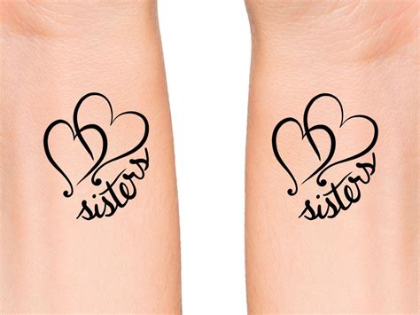 Sister Hearts Temporary Tattoo / Matching Tattoos / Bff Tattoo / Best ...