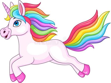 Cartoon rainbow unicorn isolated on white background royalty free ...