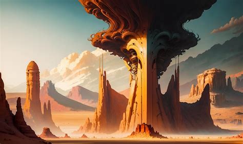 Premium Photo | Desert landscape illustration concept art environment ...