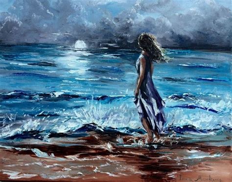 Serene Paintings of Women by the Sea