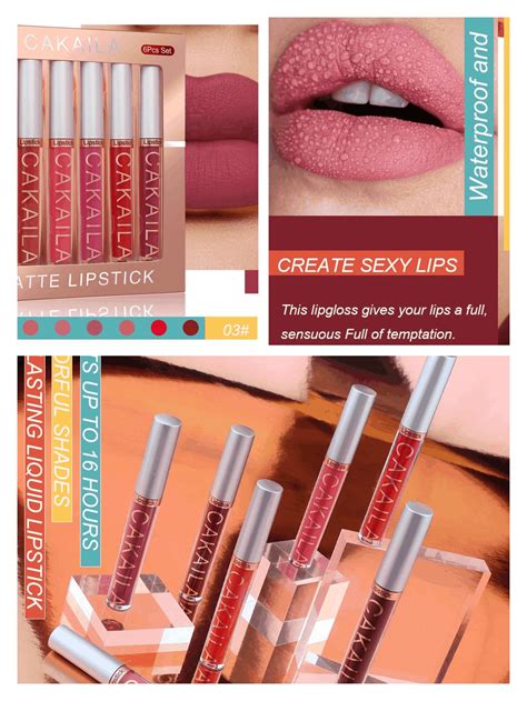 6 Pcs Matte Liquid Lipstick Set Lip Stain Makeup, 24 Hour Long Lasting Waterproof Dark Red Matte ...