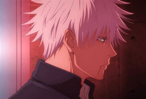 an anime character with pink hair staring at something