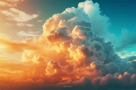 Premium AI Image | A sky full of clouds with a blue sky and a cloud with the words " sky " on it.