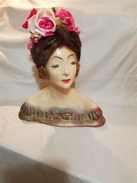 Vintage Mannequin Counter Display - L'amoureux Mannequin NYC - Hat Jewelry Display - Human Hair ...