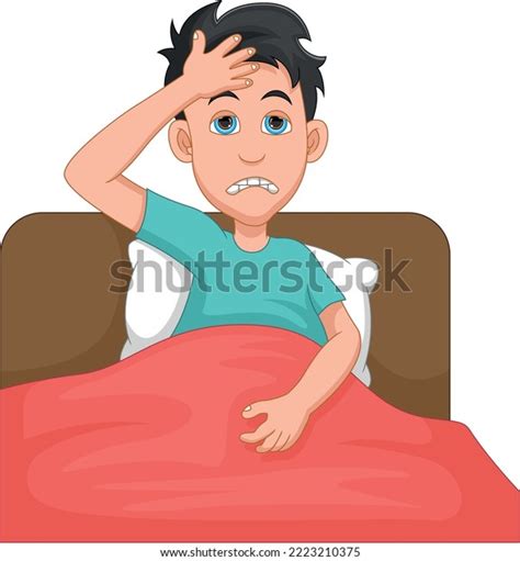 Cartoon Sick Boy Bed Stock Vector (Royalty Free) 2223210375 | Shutterstock