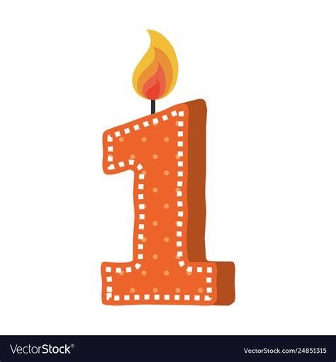 Birthday candle with number one Royalty Free Vector Image