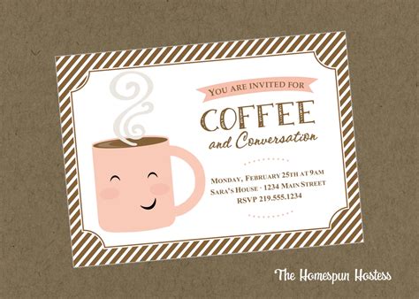 Coffee and Conversation Printable Invite in Brown | The Homespun Hostess