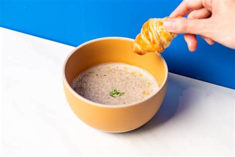 Croissant with Truffle Mushroom Soup Stock Image - Image of cuisine, bakery: 264742315