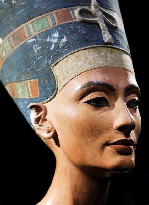 Nefertiti Bust, a 3300-year-old painted limestone bust of the Great Royal Wife of the Egyptian ...