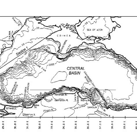 Black Sea Depth Contours