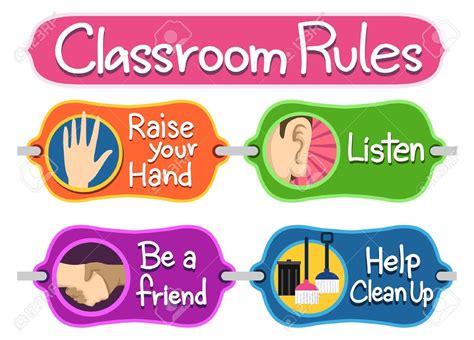 Illustration of Ready to Print Labels of Classroom Rules Stock Illustration - 58436187 ...