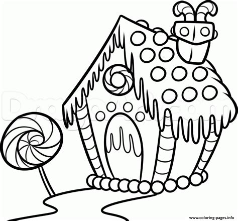 Gingerbread House With Candy Coloring page Printable