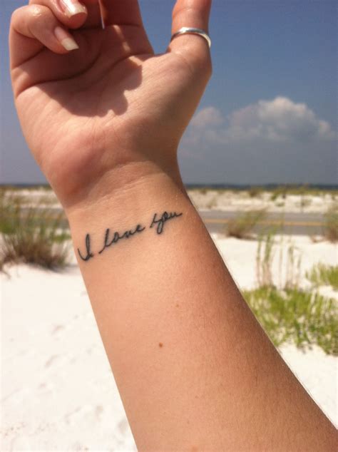 i love you tattoo in my grandmother's handwriting. Done by Grimm at Waves in Panama City Beach ...