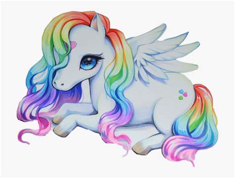 Transparent Rainbow Unicorn Clipart - Realistic Cute Unicorn Drawing ...