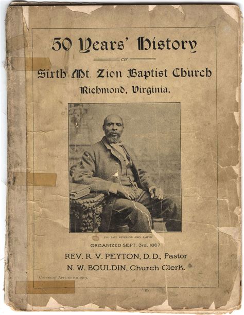 50 Years' History of Sixth Mt. Zion Baptist Church - Encyclopedia Virginia