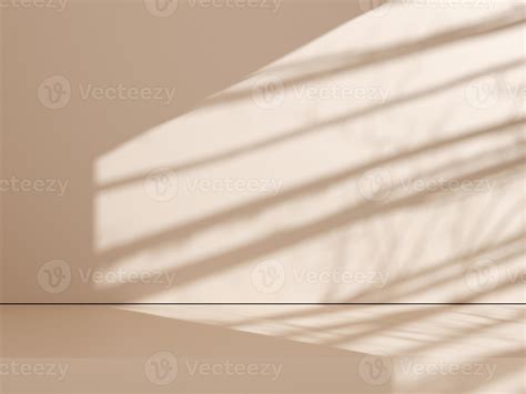 Natural shadow on a beige wall background for product presentation. Silhouette on beige ...