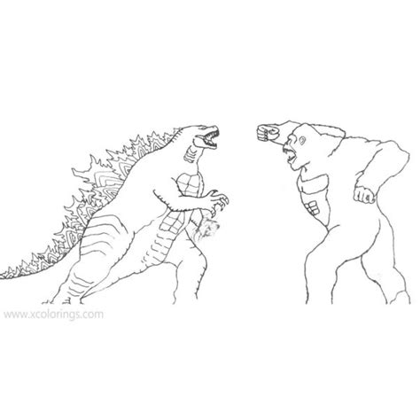 Godzilla Vs Kong Coloring Pages Printable - XColorings.com