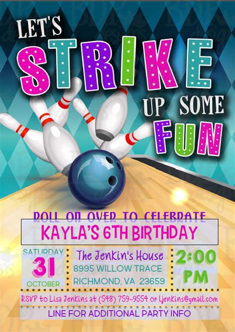 Bowling Party Invitation Bowling Birthday Invitation Bowling - Etsy