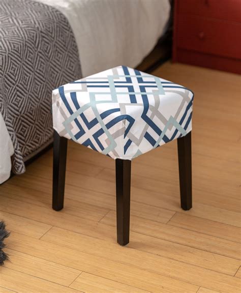 IKEA Stool Seat Cover, Geometric Gray Navy Blue Print | Ikea chair cover, Ikea stool, Stool covers