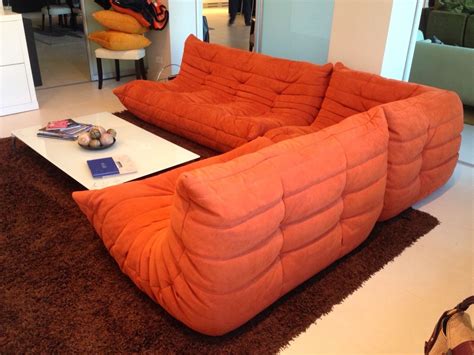 Ligne Roset Togo Sectional: Sofa, Corner and Loveseat in Orange Alcantara | Leather sectional ...