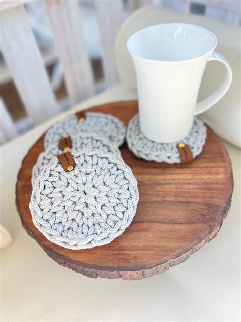 ROUND COASTERS CROCHET, Set of 2/4/6/8 Minimalist Modern Home Decor ...