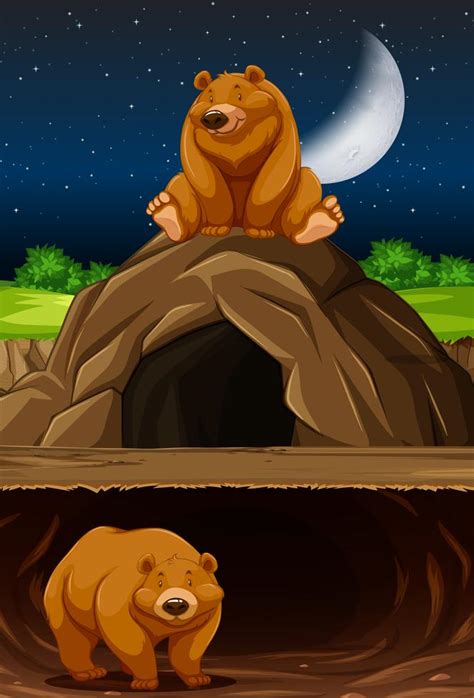 Bear at the cave 541436 Vector Art at Vecteezy