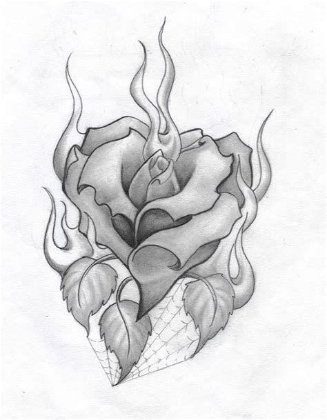 Burning Rose Heart by ratdaddytattoo on DeviantArt Rose Drawing Tattoo, Roses Drawing, Tattoo ...