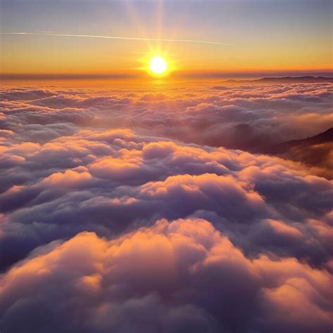 Premium AI Image | colorful sunset in mountains with clouds