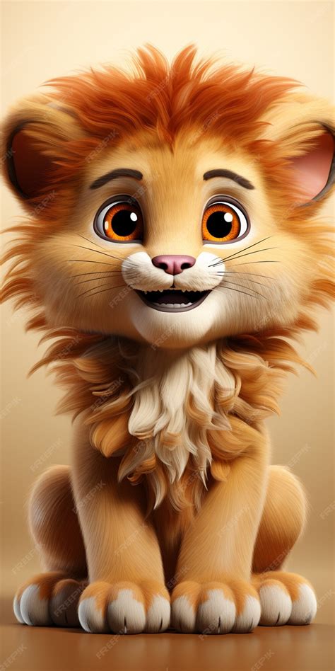 Free Photo | View of 3d adorable cartoon animated lion cub