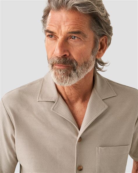 Light Brown Filo di Scozia Jacquard Resort Shirt - Eton