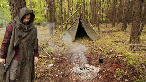 Camping in the Woods like ROBIN HOOD - Military Poncho Tent - YouTube