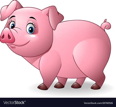Vector illustration of Cartoon pig isolated on white background. Download a Free Preview or High ...