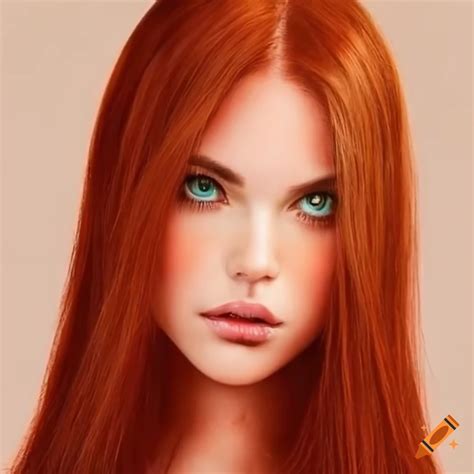 Portrait of thalia starfly with red hair and green eyes on Craiyon