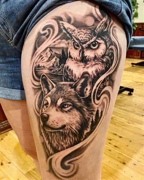 Taylers Artwork on Instagram: “Back at work with this super lovely owl and wolf piece 🐺🦉 It ...